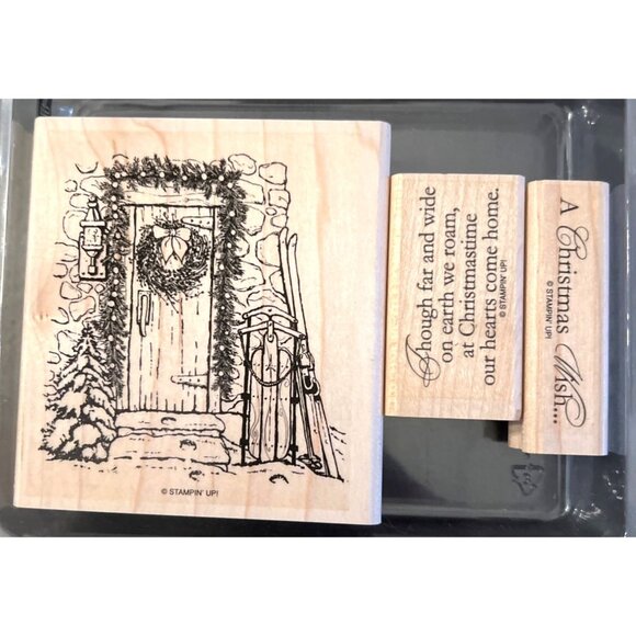 Stampin Up! HOME FOR CHRISTMAS Wood-Mounted Rubber Stamp Set - Picture 2 of 4